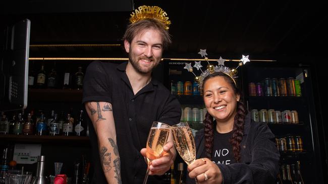 Hanging Garden team members Will Norris and Sara Lama preparing for a busy New Year’s Eve. Picture: Linda Higginson