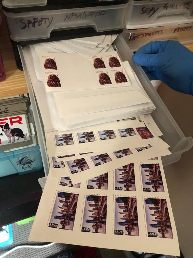 Alleged counterfeit postal stamps seized at the Balcombe’s Perth home