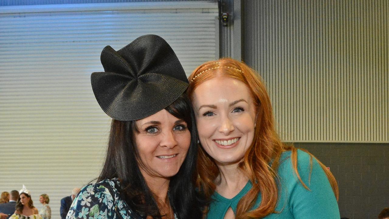 Mardi Phelan and Kimberlee French at St John’s Crisis Centre race day at GCTC, Bundall. Pic: Regina King