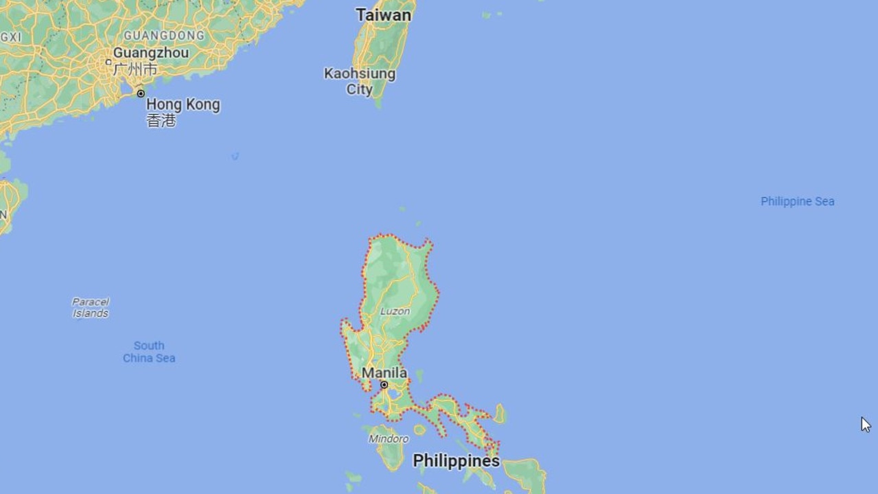 The Philippine island of Luzon lies is the South China Sea. Picture: Google Maps