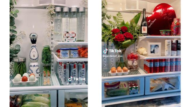 There are even themed fridges - like the one on the right for Valentine's Day. Image: TikTok / @gardenof_eve