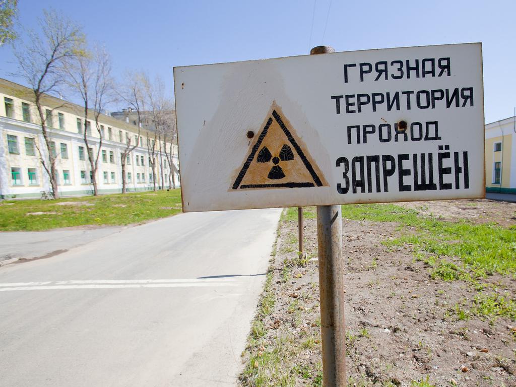 Warning sign at the entrance to Ozersk town. Picture: Ilya Yakovlev/Itar-Tass