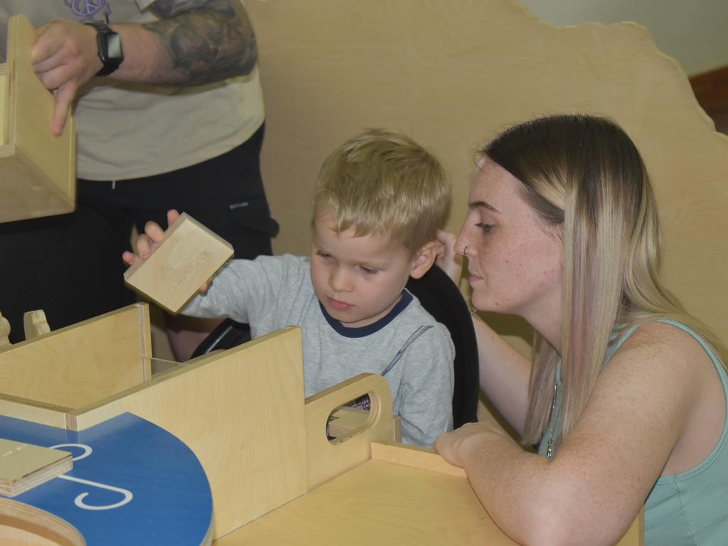 Tia Little and Axel Knight at the Queensland Museum Unearthed event in Mackay, August 2021. Picture: Lillian Watkins