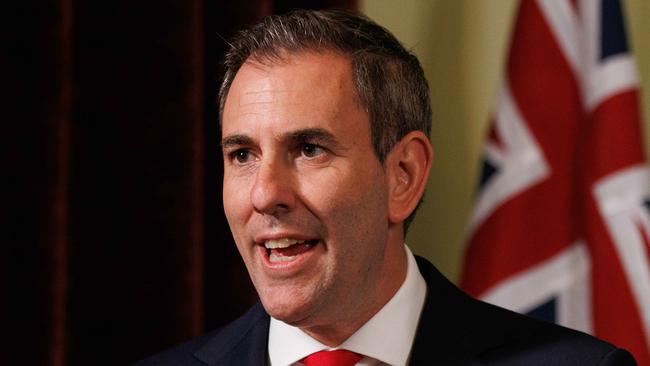 SYDNEY, AUSTRALIA - NewsWire Photos MAY 01 2024. Federal treasurer Jim Chalmers at the Lowy Institute. Picture: NCA NewsWire / Max Mason-Hubers