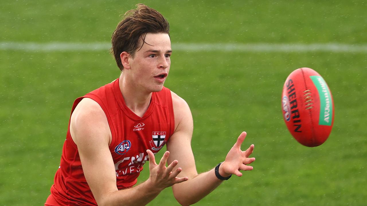 Mattaes Phillipou was St Kilda’s best player against Adelaide. Picture: Quinn Rooney/Getty Images