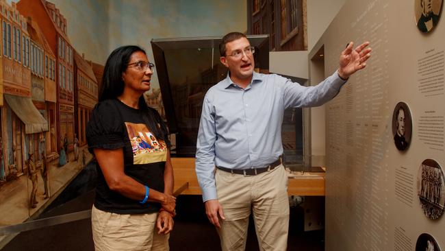 Nova Peris with Julian Leeser at the Jewish Museum in Darlinghurst, Sydney. Picture: Nikki Short