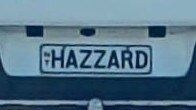 NT funny number plate, HAZZARD. Picture: Facebook / Tony Travers