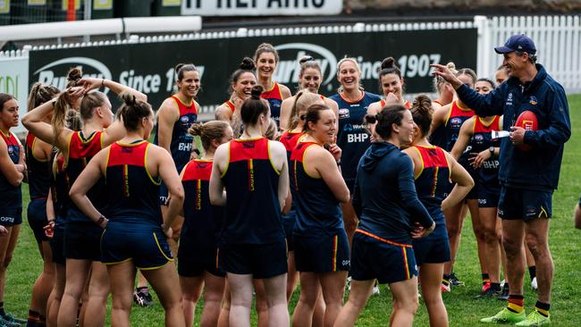 Crows players get together for pre-season training at Norwood Oval in September.