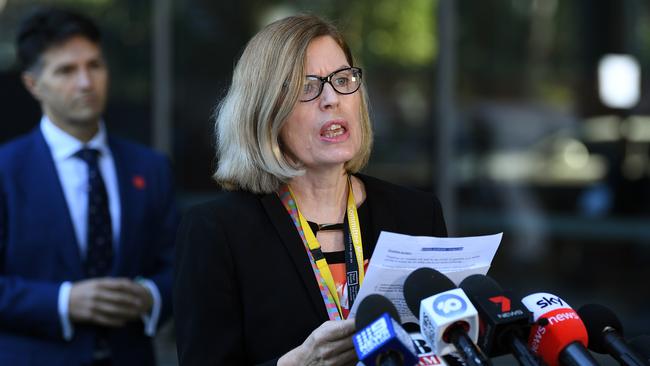 NSW Chief Health Officer Dr Kerry Chant speaks to the media during a press conference in Sydney, Tuesday, April 14, 2020. (AAP Image/Joel Carrett)