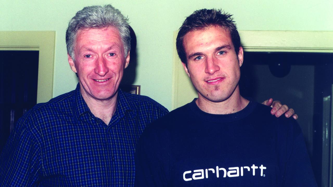 Chris with dad Andy Judd on draft day, 2001.