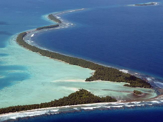 The island nation of Tuvalu is made up of three true islands and six coral atolls. Image: AFP/Torsten Blackwood