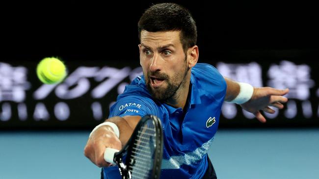 Serbia's Novak Djokovic against USA's Nishesh Basavareddy during first round match at the Australian Open