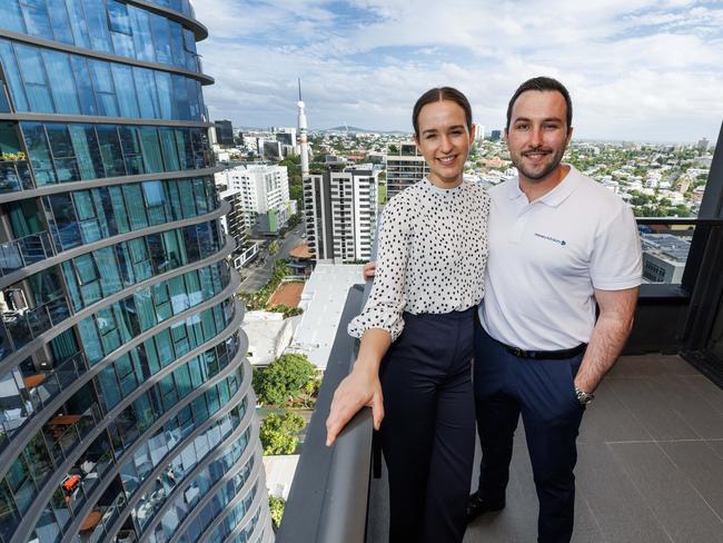 Genevieve Houldsworth and Isaac Naumann who have recently sold their apartment in South Brisbane. Picture Lachie Millard