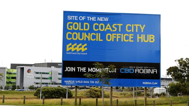 Site of the new Gold Coast City Council Office Hub in Robina - with Robina Hospital in the background