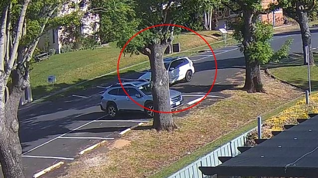 CCTV captured Mr Swale driving slowly and stopped in the middle of the road. Picture: Supplied/ Magistrates' Court of Victoria.