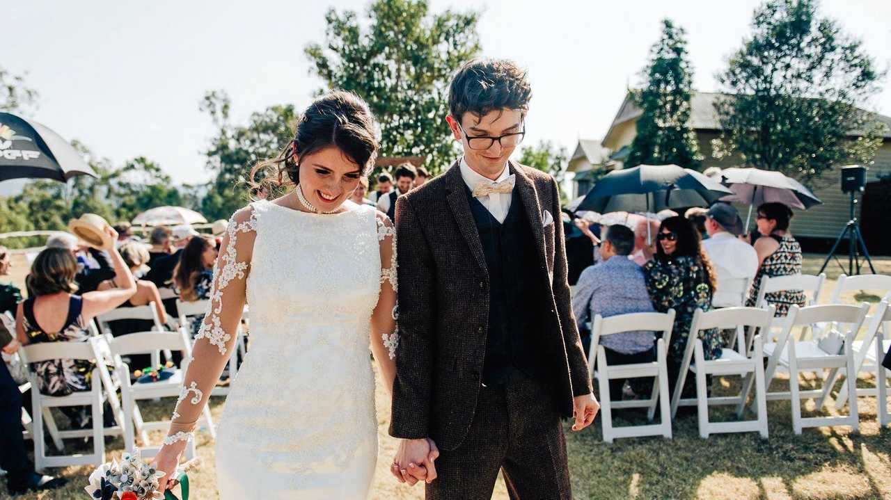 WEDDED BLISS: Nicole Fagan and her husband Todd on their wedding day. Picture: Contributed