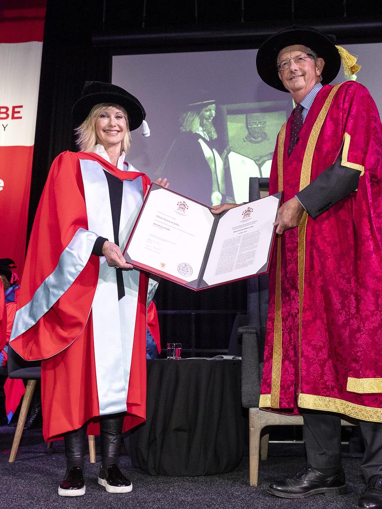 In 2018 the singer received an Honorary Doctorate of Letters at a special graduation ceremony at La Trobe University, Melbourne. Picture: AAP