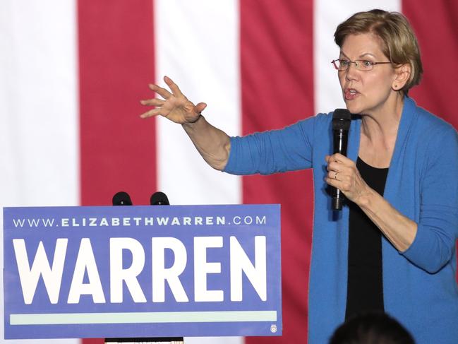 Former Democratic presidential candidate Sen. Elizabeth Warren. Picture: Scott Olson