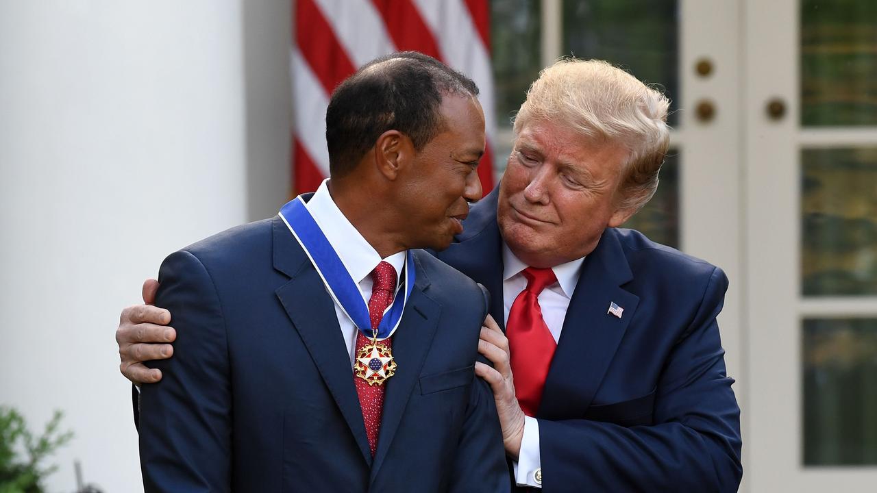 Tiger Woods is presented the Presidential Medal of Freedom.