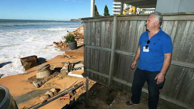 Tony Gagorski looks out over what used to be his back yard at Collaroy. Picture: Toby Zerna