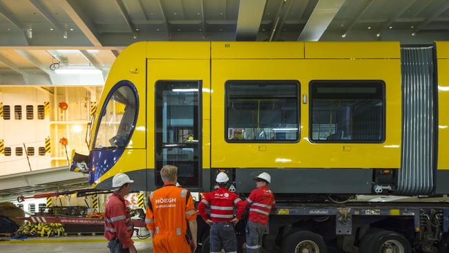 Two new trams for the Gold Coast Light rail have arrived in Brisbane. Pictures: Rix Ryan Photography.