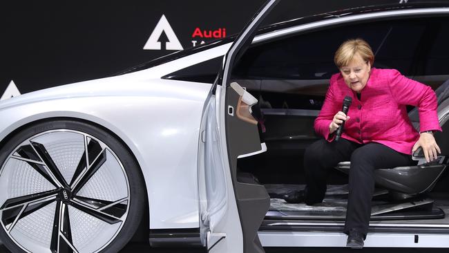 Queensland wants to follow in the footsteps of countries like Germany who are at the forefront of the electric car charge. German leader Angela Merkel, above. Picture: Sean Gallup/Getty Images