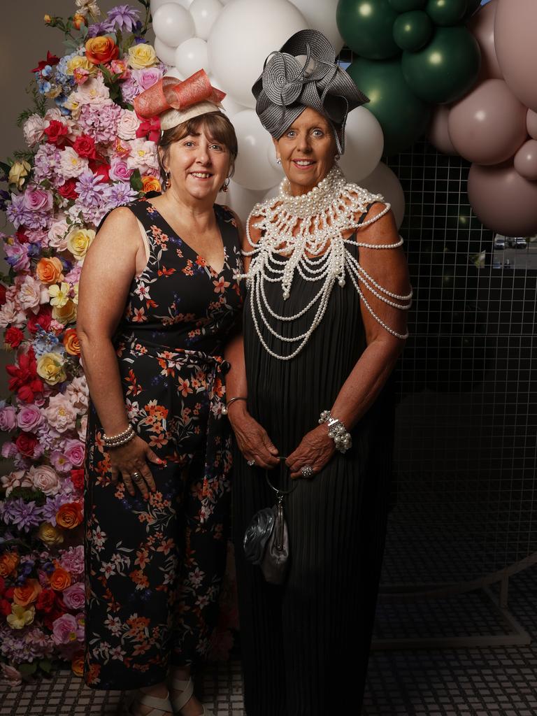 Tracey McDonald and Leann Oxley. Melbourne Cup event at Franklin Wharf as a fundraiser for charity Variety. Picture: Nikki Davis-Jones