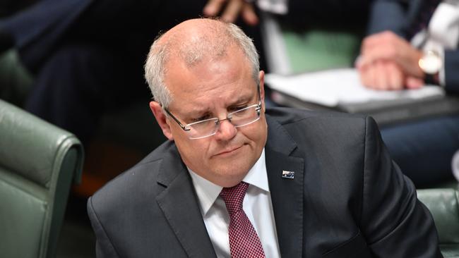 Prime Minister Scott Morrison during Question Time. Picture: AAP