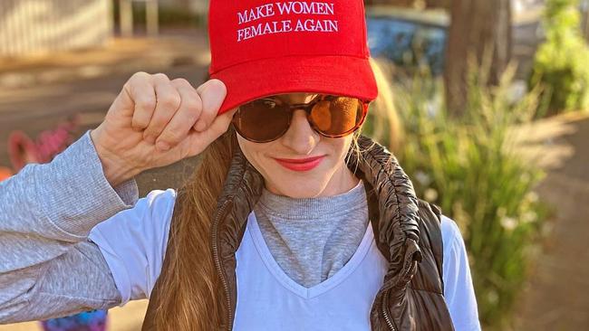 Biddy O'Loughlin in the Make Women Female Again hat. Picture: Instagram/biddyoloughlin