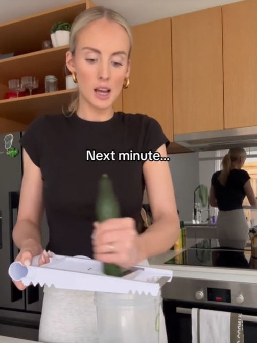 Bec Hardgrave purchased a Kmart mandolin to follow the recipe – and ended up in hospital. Picture: TikTok/BecHardgrave