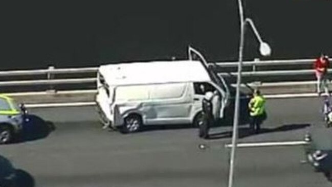 Crash on M1 on bridge southern lanes near Nerang. Photo: Twitter/NineNews