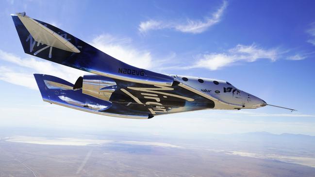 Virgin Galactic’s VSS Unity craft during a supersonic flight test. Picture: AP