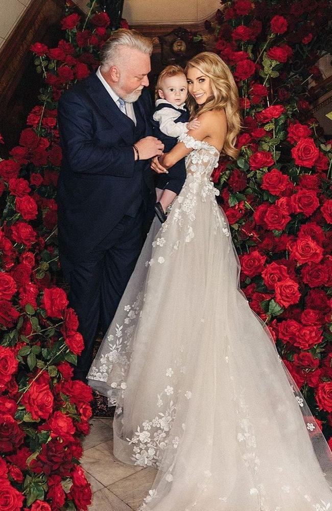 Kyle Sandilands, new wife Tegan and son Otto shared this stunning portrait after the big day. Picture: Instagram