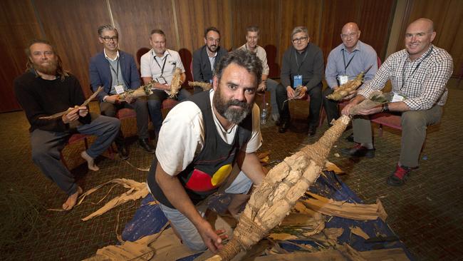 Tourism conference participants during a cultural awareness workshop with Jason Thomas. Picture: CHRIS KIDD