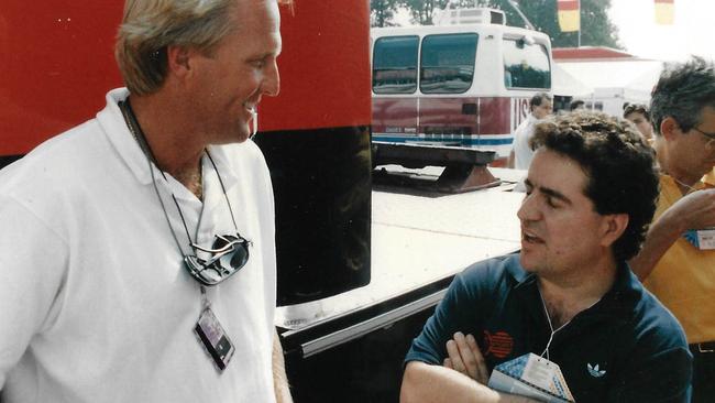 Frank Pangallo with Greg Norman at the 1989 Italian F1 Grand Prix at Monza. Picture: Supplied