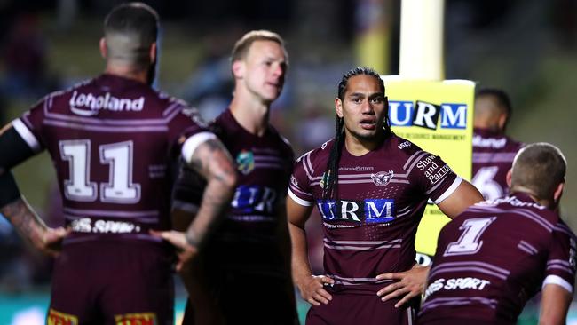 The Sea Eagles hit rock bottom in Round 23 against the Titans. Picture: Getty Images