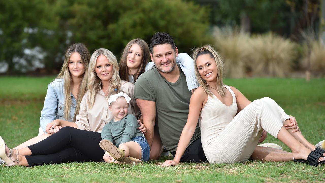 Alex and Brendan with daughters Leni, 15, Alex, Tobi, 3, Lulu, 12, Brendan and Mia, 22. Picture: Nicki Connolly.