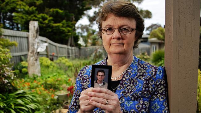 Judi Taylor with a photo of her son Lucas. Photo: Hamish Blair