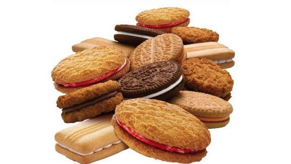 A selection of Arnott's cream-filled biscuits.