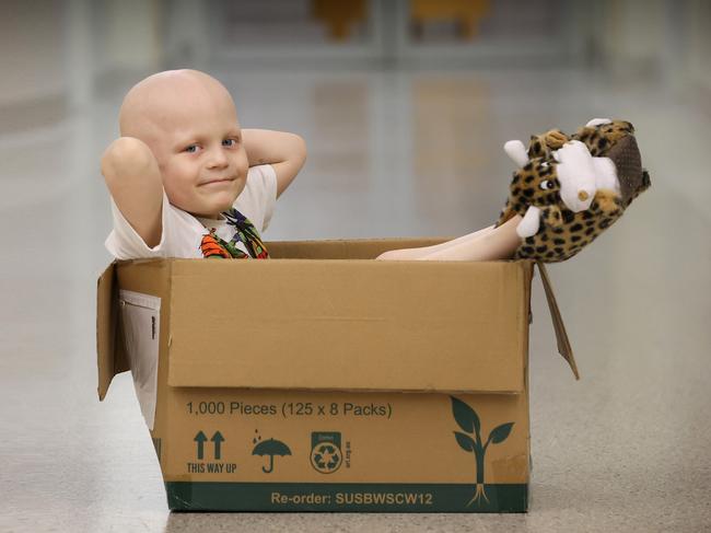 Both Kobi and his mum were in tears when doctors told them the cancer had gone. Picture: David Caird