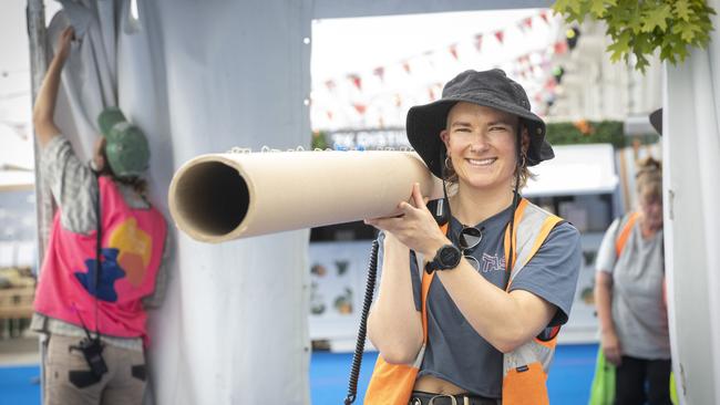 Project manager Rosie Dowie packs up after the Taste of Summer. Picture: Chris Kidd