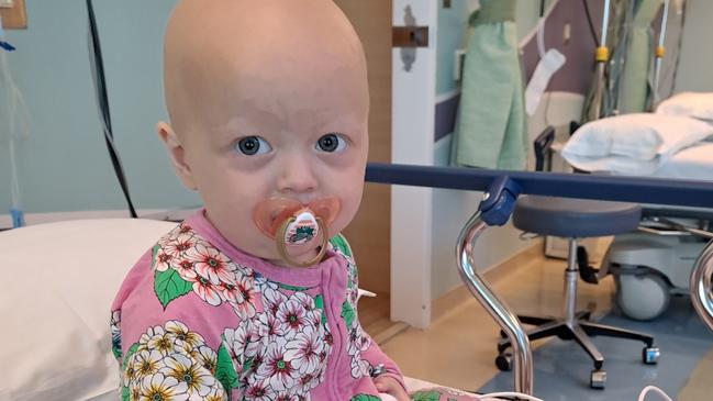 Little Evelyn Tuckerman, now 3, was diagnosed with a rare cancer at 7 months of age and underwent special treatment in the US. This will be her first Christmas at home with her family at Oaken. Mum Billie, Dad, Will and big brother Edward, 9. Pictures supplied by family