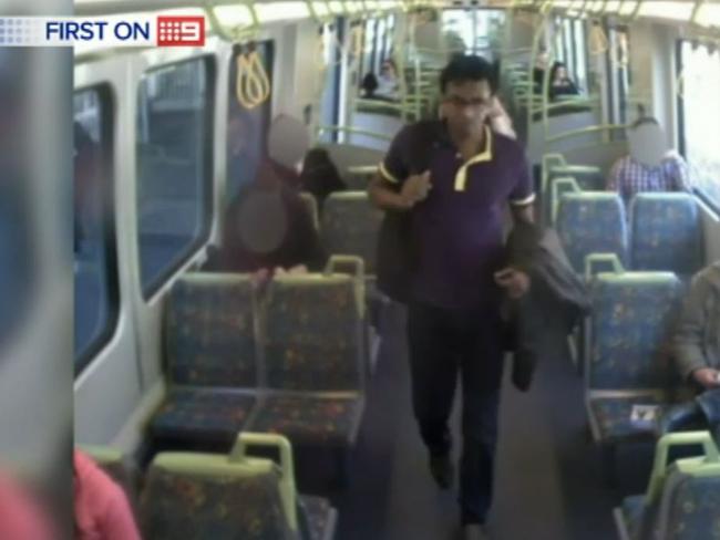 This man pinned a woman against a carriage wall before indecently assaulting her. Picture: Channel 9