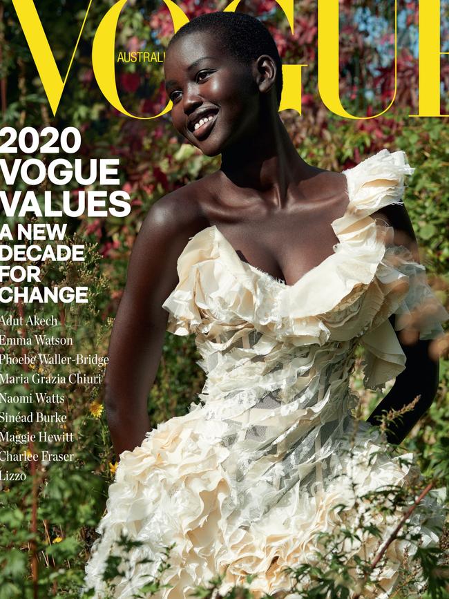 Adut Akech on the cover of Vogue Australia’s January issue.