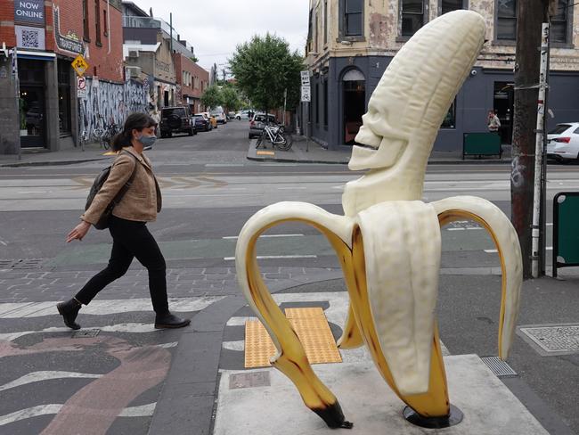 The ‘fallen fruit’ sculpture has divided opinion over its look and price tag. Picture: Alex Coppel