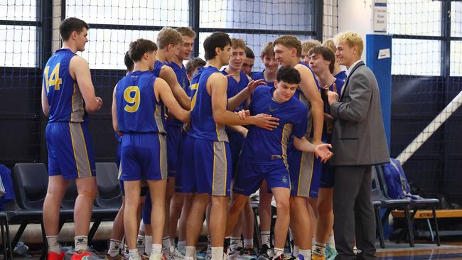 Action from the GPS basketball round 1 match between Brisbane State High and Churchie. Picture: Tertius Pickard