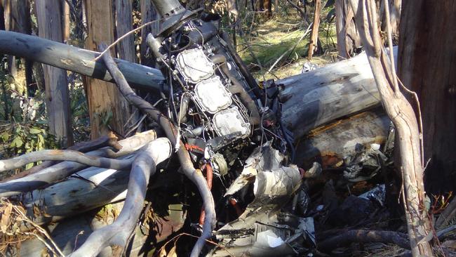 Part of the charter plane that crashed near Mt Hotham airport in 2005. Passengers Brian and Kathy Ray and pilot Russell Lee died in the accident.