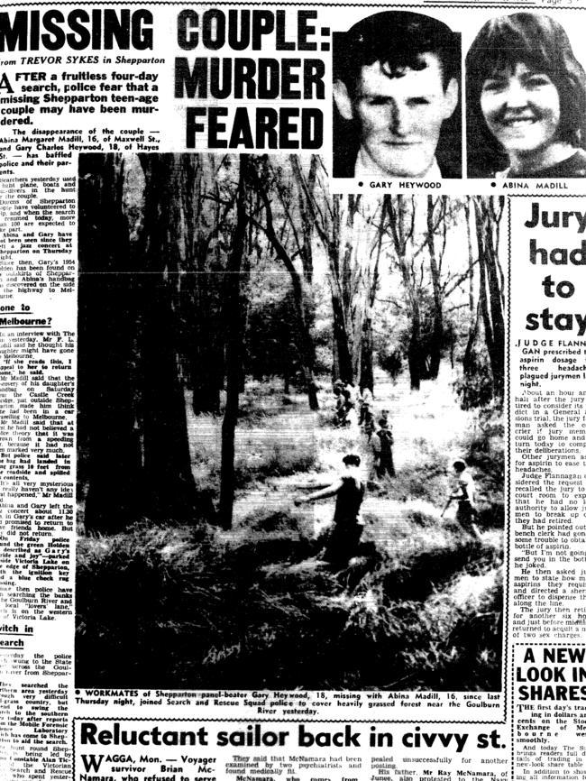 The Sun’s story on missing teenagers Garry Heywood and Abina Madill on February 15, 1966.