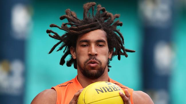 Aiden Bonar during the GWS Giants captain's run at the SCG ahead of their Elimination Final against the Sydney Swans. Picture: Brett Costello