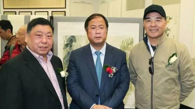 Ernest Wong (left) and Chinese billionaire Huang Xiangmo (middle) in photos posted to Wong’s official MP Facebook account.